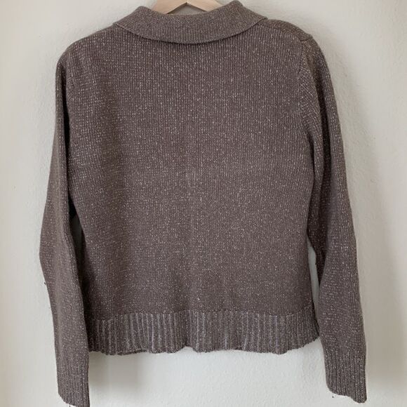 Brown cardigan Sweater‎ Vintage silk angora brown zip up ribbed knit fall medium - Picture 4 of 8